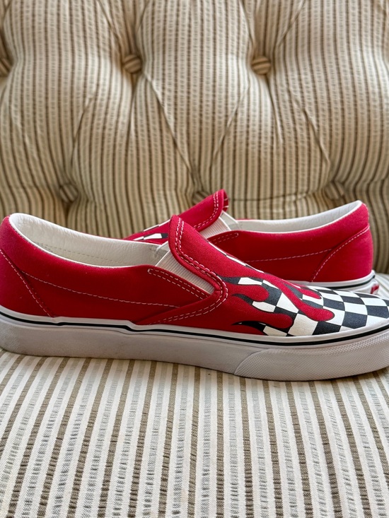 Vans Red Flame Checkerboard Slip-On Sneakers M 6.5 / W 8.0 main image 4